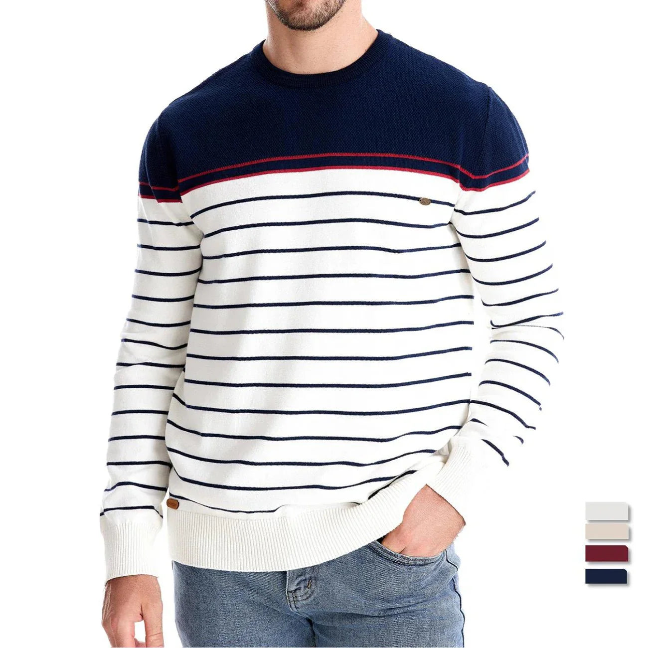 Sebastian | Heren Trui Met Streepdesign